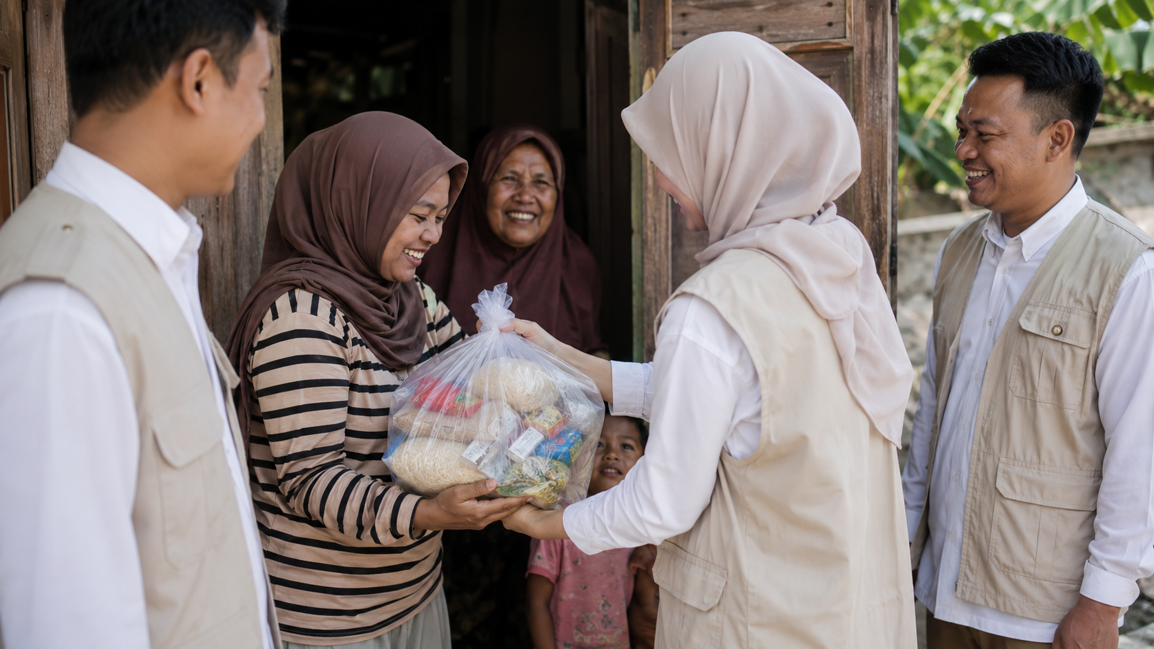 Relawan menyalurkan bantuan kepada masyarakat